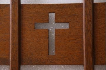 昭和レトロ　特大　教会で使われていたガラス引き戸(ガラス戸)2枚セット(3)