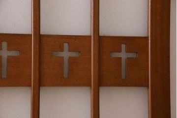 昭和レトロ　特大　教会で使われていたガラス引き戸(ガラス戸)2枚セット