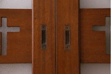 昭和レトロ　特大　教会で使われていたガラス引き戸(ガラス戸)2枚セット