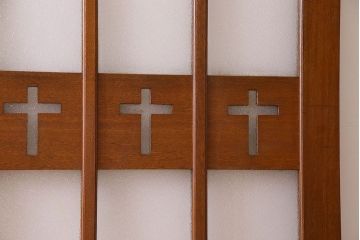 昭和レトロ　特大　教会で使われていたガラス引き戸(ガラス戸)2枚セット