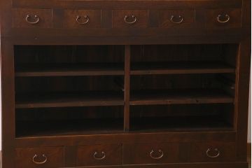 和製アンティーク　五尺　変わり型!二段重ね水屋箪笥(食器棚、収納棚)