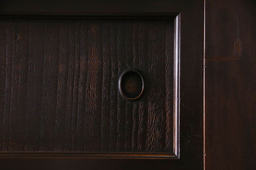 和製アンティーク　五尺　変わり型!二段重ね水屋箪笥(食器棚、収納棚)