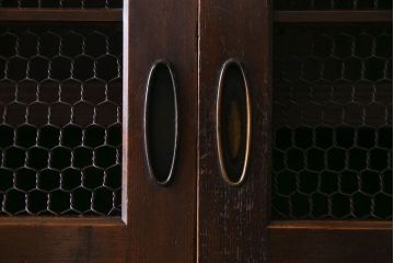 和製アンティーク　五尺　変わり型!二段重ね水屋箪笥(食器棚、収納棚)