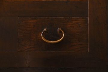 和製アンティーク　五尺　変わり型!二段重ね水屋箪笥(食器棚、収納棚)