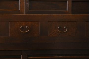 和製アンティーク　五尺　変わり型!二段重ね水屋箪笥(食器棚、収納棚)