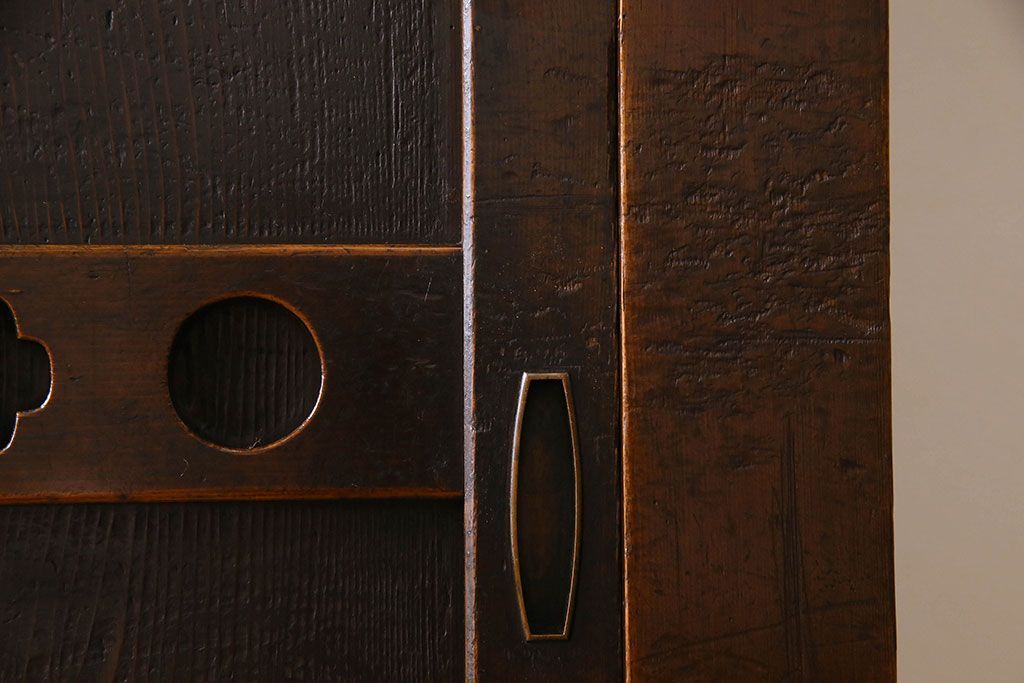 和製アンティーク　五尺　変わり型!二段重ね水屋箪笥(食器棚、収納棚)