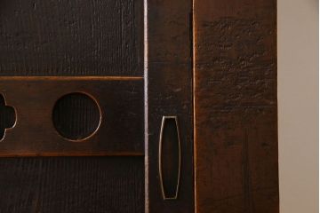 和製アンティーク　五尺　変わり型!二段重ね水屋箪笥(食器棚、収納棚)