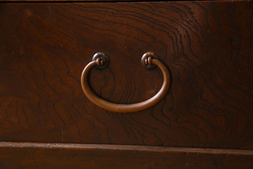 和製アンティーク　五尺　変わり型!二段重ね水屋箪笥(食器棚、収納棚)