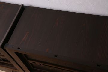 和製アンティーク　五尺　変わり型!二段重ね水屋箪笥(食器棚、収納棚)