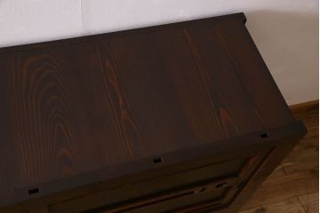 和製アンティーク　五尺　変わり型!二段重ね水屋箪笥(食器棚、収納棚)