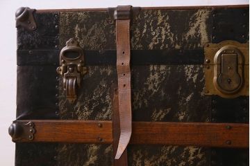 アンティーク雑貨　 1940年頃　古い質感が味のあるアンティークトランク(収納箱)(1)