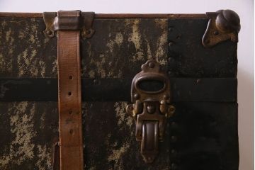 アンティーク　 1940年頃　古い質感が味のあるアンティークトランク(収納箱)(1)