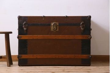 アンティーク　1940年頃　古い質感が味のあるアンティークトランク(収納箱)(2)