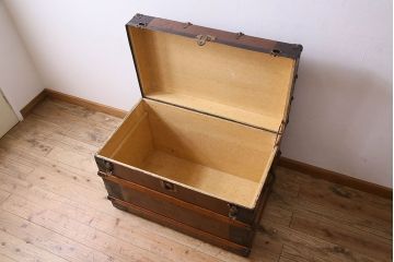 アンティーク　1940年頃　古い質感が味のあるアンティークトランク(収納箱)(2)