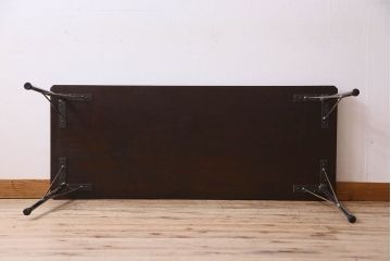 アンティーク家具　 和製アンティーク　朴の木材　鉄脚テーブル(アイアンテーブル、作業台、花台)