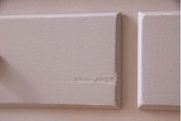 アンティーク家具　お洒落なペイントが素敵なキッチンキャビネット(収納棚、食器棚)