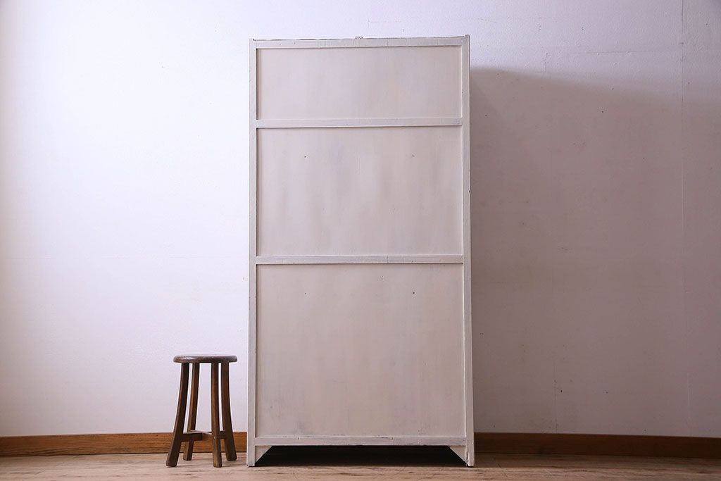 アンティーク家具　お洒落なペイントが素敵なキッチンキャビネット(収納棚、食器棚)