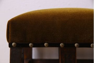 アンティーク家具　大正ロマン!古いナラ材製のクッション座面角スツール(椅子、チェア)