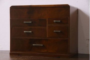 アンティーク雑貨　昭和レトロ　古い木製の裁縫箱(小引き出し、小物収納)