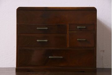 アンティーク雑貨　昭和レトロ　古い木製の裁縫箱(小引き出し、小物収納)