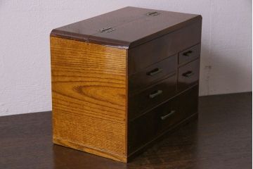 アンティーク雑貨　昭和レトロ　古い木製の裁縫箱(小引き出し、小物収納)