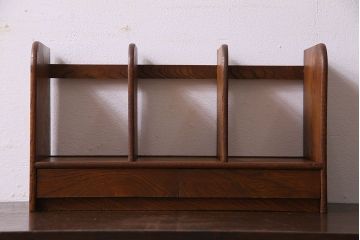 アンティーク雑貨　昭和レトロ　引き出し付き!栓材のシンプルな本立て(卓上収納、小物収納)