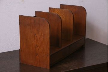 アンティーク雑貨　昭和レトロ　引き出し付き!栓材のシンプルな本立て(卓上収納、小物収納)