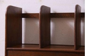 アンティーク雑貨　昭和レトロ　引き出し付き!栓材のシンプルな本立て(卓上収納、小物収納)
