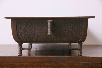 アンティーク雑貨　古民具・骨董　銅製　大日本文政年整民鋳銘入り　龍鳳凰水盤