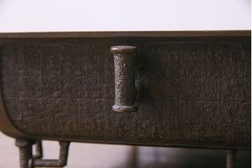 アンティーク雑貨　古民具・骨董　銅製　大日本文政年整民鋳銘入り　龍鳳凰水盤