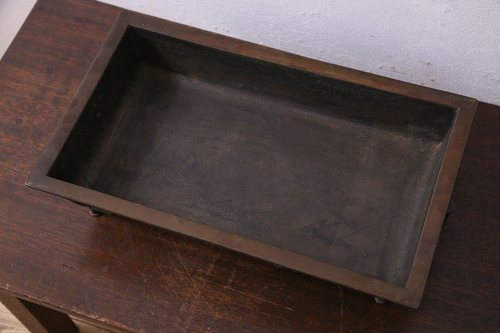 アンティーク雑貨　古民具・骨董　銅製　大日本文政年整民鋳銘入り　龍鳳凰水盤