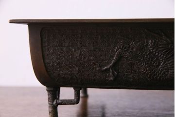 アンティーク雑貨　古民具・骨董　銅製　大日本文政年整民鋳銘入り　龍鳳凰水盤