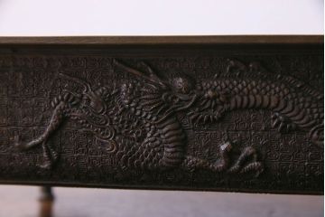 アンティーク雑貨　古民具・骨董　銅製　大日本文政年整民鋳銘入り　龍鳳凰水盤