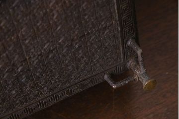 アンティーク雑貨　古民具・骨董　銅製　大日本文政年整民鋳銘入り　龍鳳凰水盤