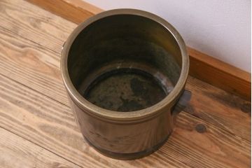 アンティーク雑貨　古民具・骨董　天巨銘　銀象嵌が美しい真鍮製火鉢(鉢カバー)(1)