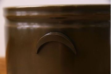 アンティーク雑貨　古民具・骨董　天巨銘　銀象嵌が美しい真鍮製火鉢(鉢カバー)(2)