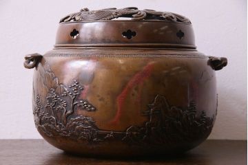 アンティーク雑貨　古民具・骨董　晴雲(原惣右衛門)作　斑紫銅香炉
