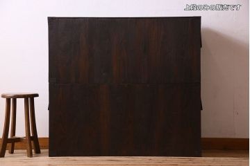 アンティーク家具　R-1　古民具・骨董　前面栗材の米沢箪笥・上段(衣装箪笥、ローボード、テレビボード)(1)