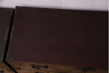 アンティーク家具　R-1　古民具・骨董　前面栗材の米沢箪笥・下段(衣装箪笥、ローボード、テレビボード)(2)