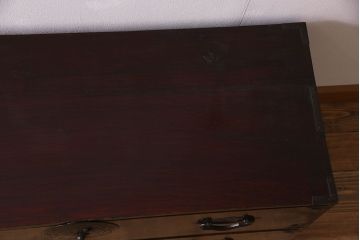 アンティーク家具　R-1　古民具・骨董　前面栗材の米沢箪笥・下段(衣装箪笥、ローボード、テレビボード)(2)