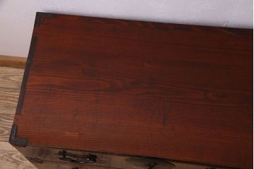 アンティーク家具　R-3　古民具・骨董　前面栗材!漆塗りが美しい時代箪笥ローボード・上段(米沢箪笥、衣装箪笥、引き出し、テレビボード)