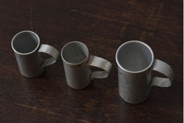 アンティーク雑貨　ビンテージ　ハンガリー製　アルミ製計量コップ(計量カップ)3個セット