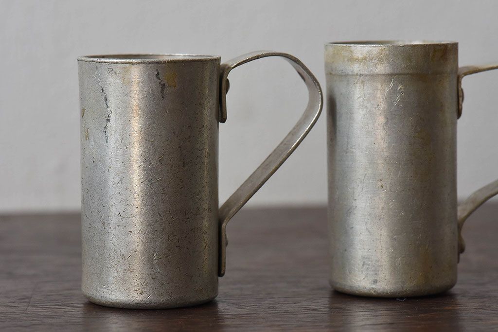 アンティーク雑貨　ビンテージ　ハンガリー製　アルミ製計量コップ(計量カップ)3個セット