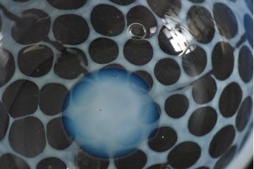 アンティーク雑貨　大正期　エナメル脚乳白水玉　碗型氷コップ