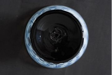 アンティーク雑貨　大正期　エナメル脚乳白水玉　碗型氷コップ