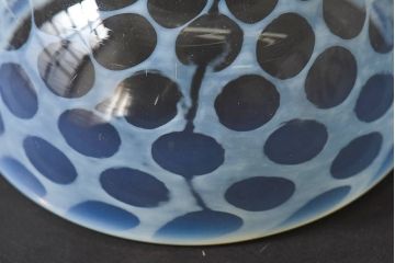 アンティーク雑貨　大正期　エナメル脚乳白水玉　碗型氷コップ