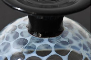 アンティーク雑貨　大正期　エナメル脚乳白水玉　碗型氷コップ