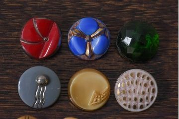 アンティーク雑貨　ビンテージ　チェコガラスボタン10個セット(1)