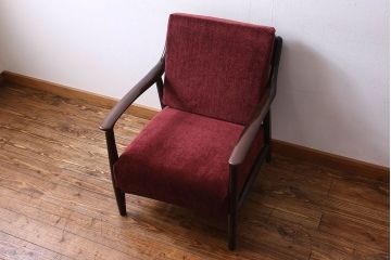 松本民芸家具　77型 曲肘　ビンテージアームチェア(1人掛けソファ)(定価23万)