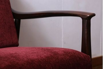 松本民芸家具　77型 曲肘　ビンテージアームチェア(1人掛けソファ)(定価23万)